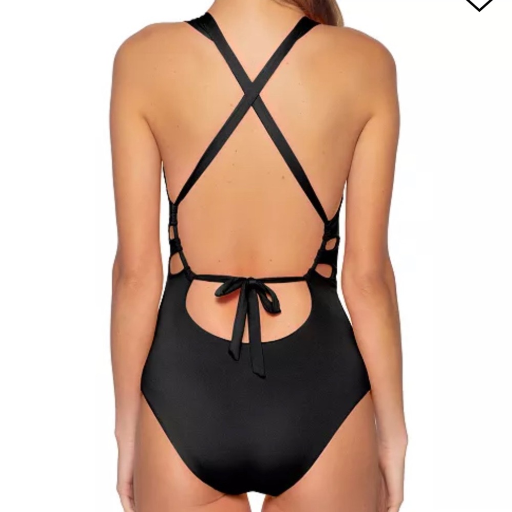 BECCA Women's Color Code Cutout One-Piece Swimsuit Black L - Picture 2 of 7